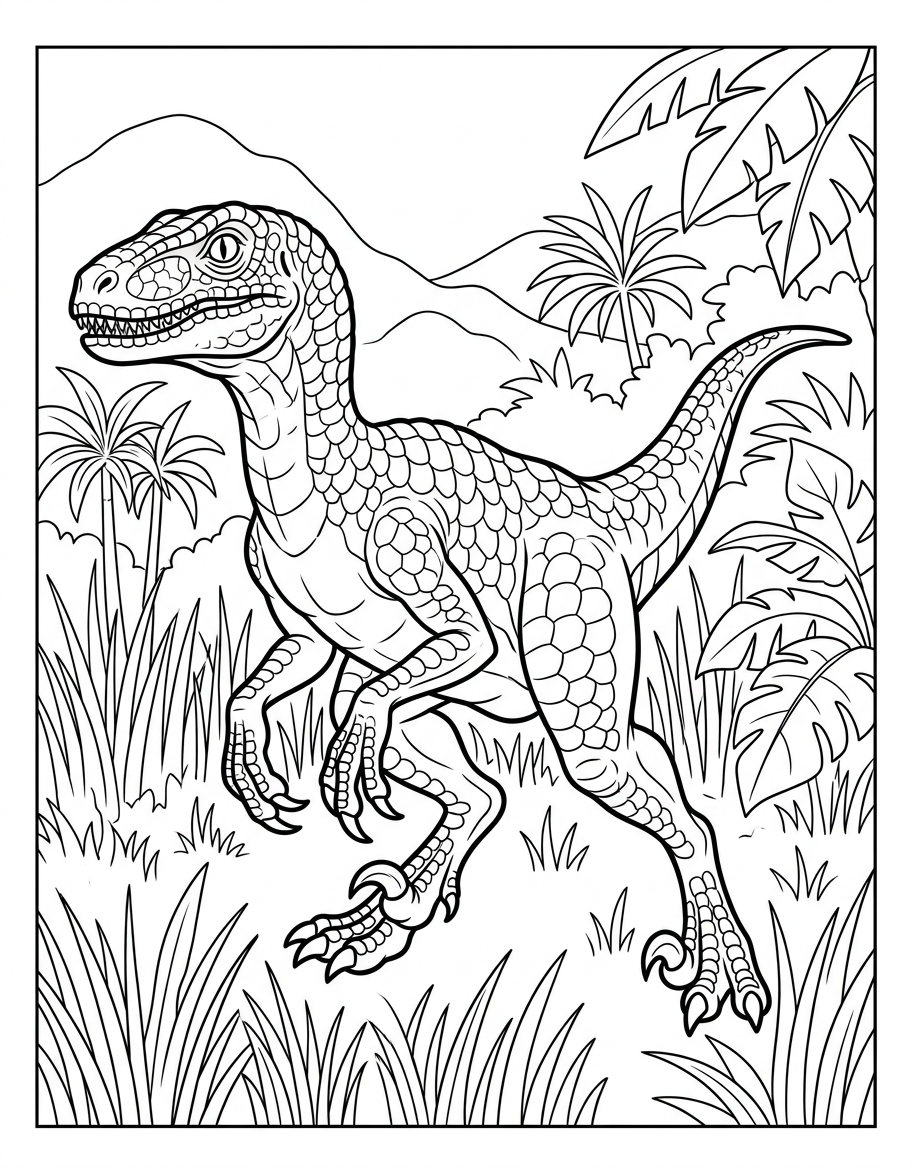 Velociraptor - Free Printable Coloring Page
