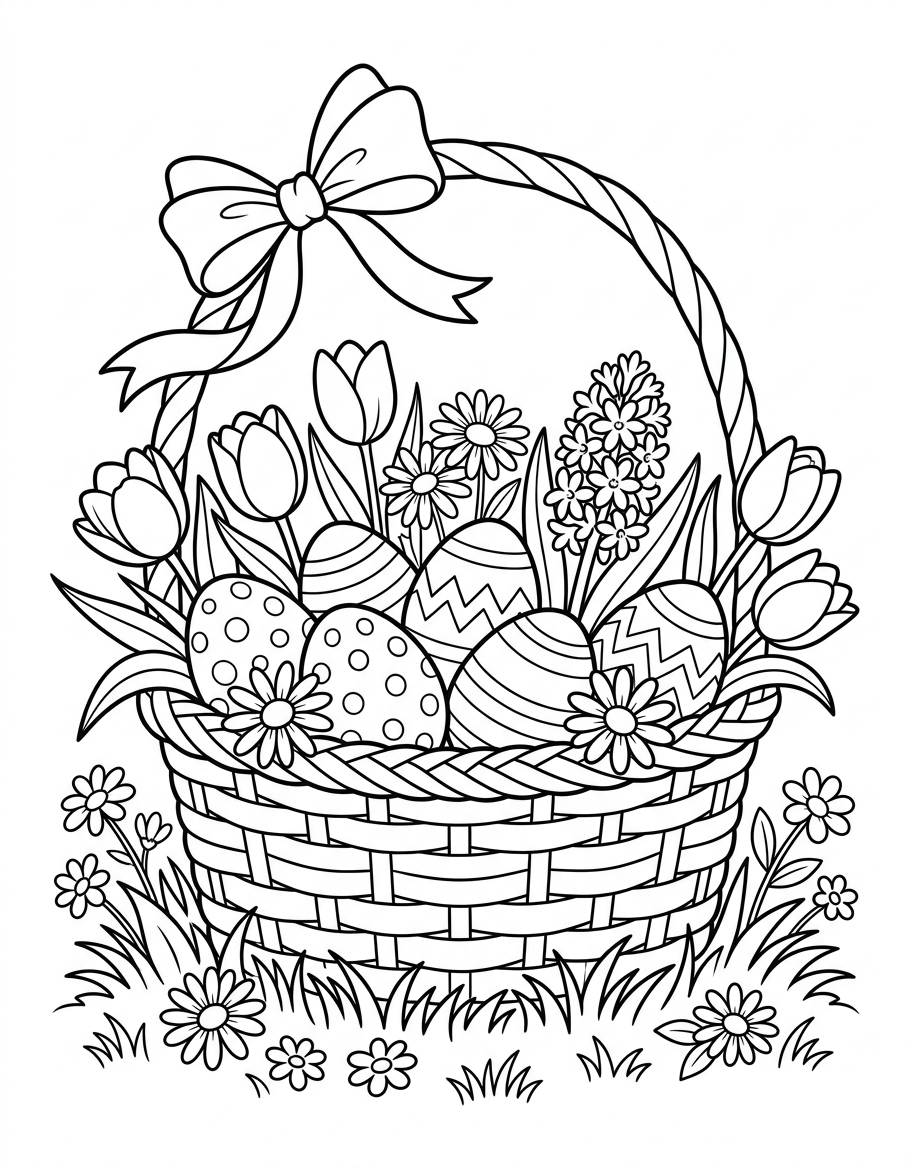 Easter Basket - Free Printable Coloring Page