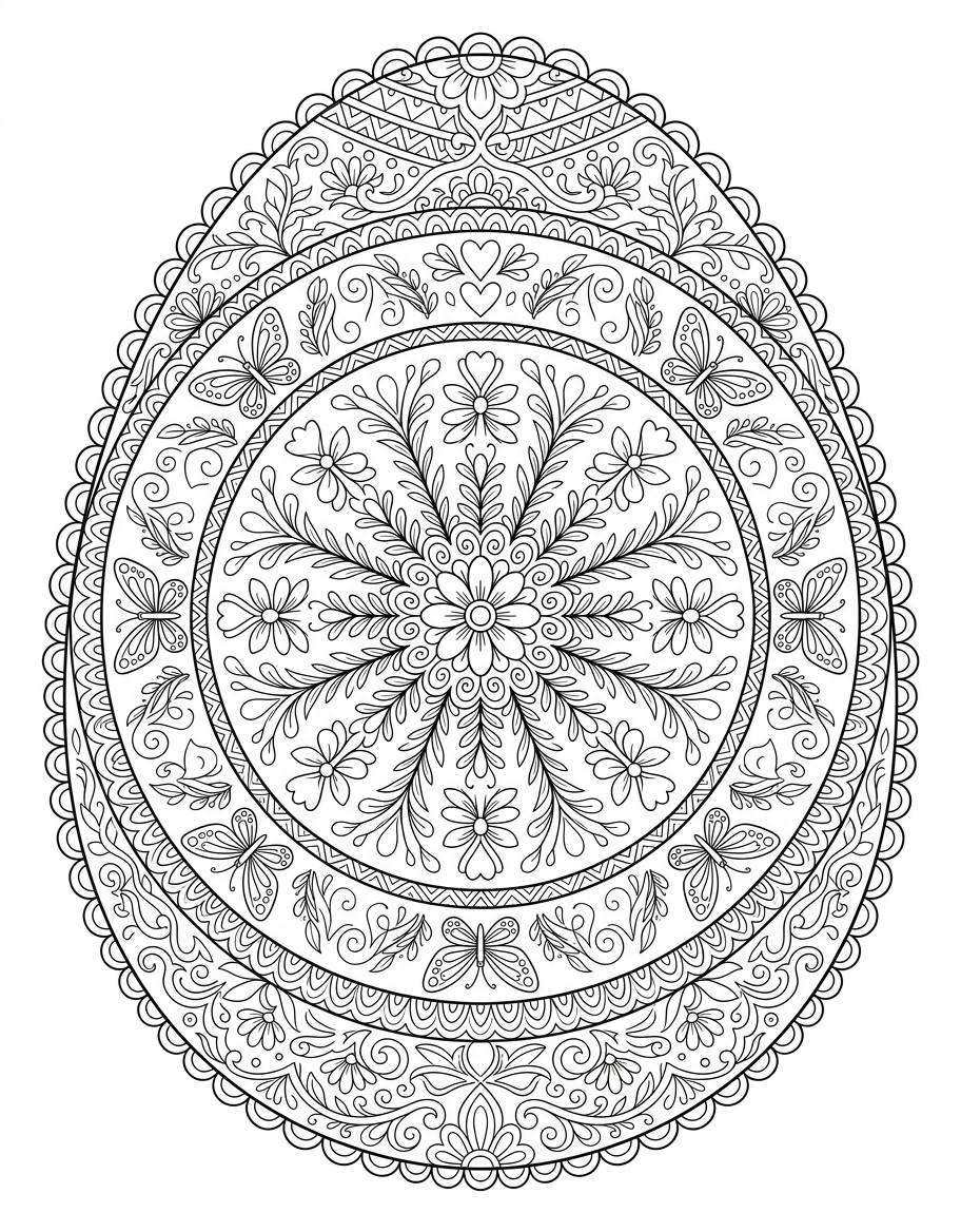 Easter Egg Mandala - Free Printable Coloring Page