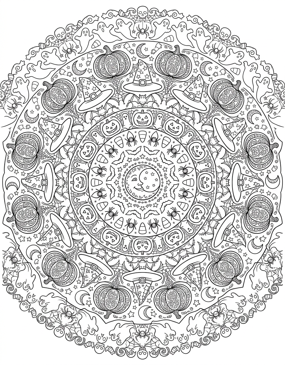 Halloween Mandala - Free Printable Coloring Page