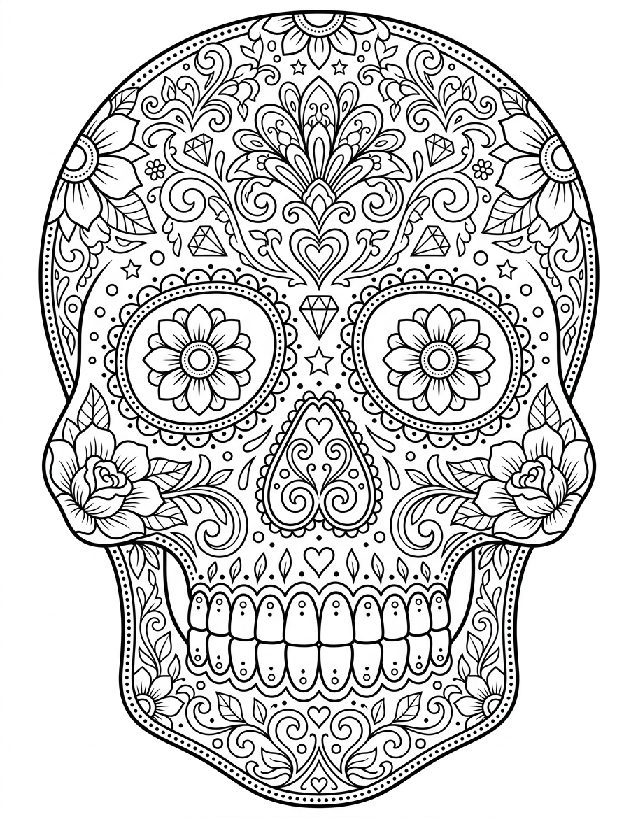 Sugar Skull - Free Printable Coloring Page