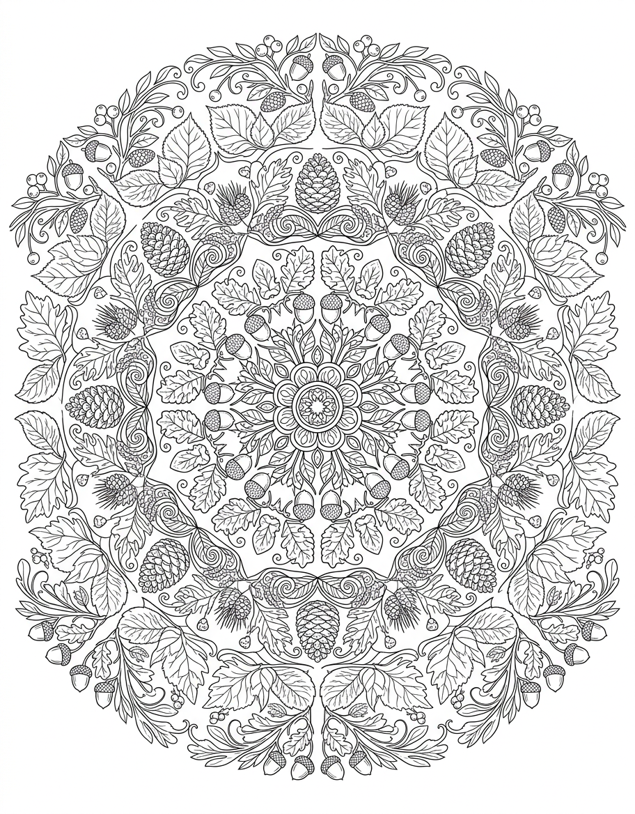 Autumn Leaves Mandala - Free Printable Coloring Page