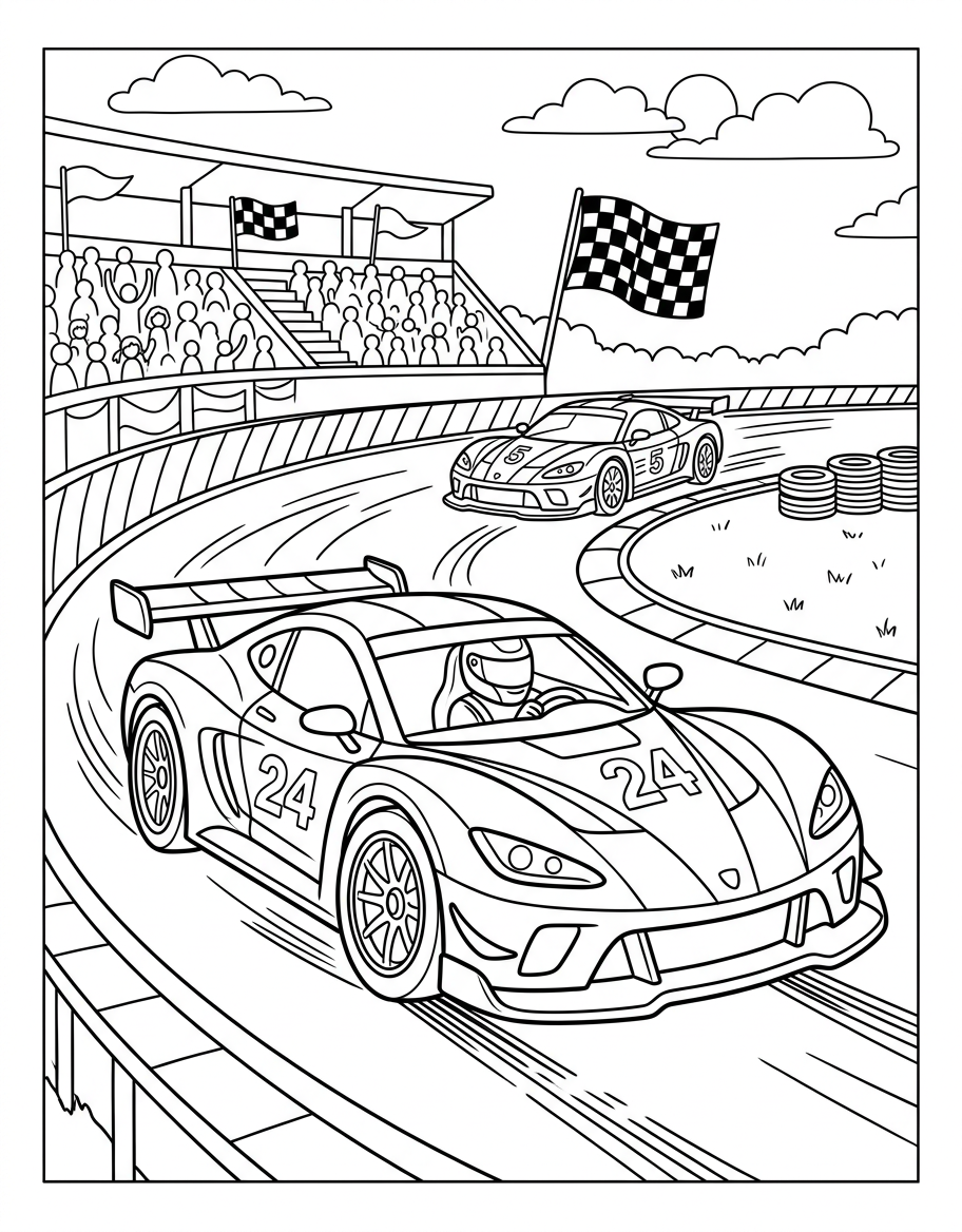 Race Car - Free Printable Coloring Page