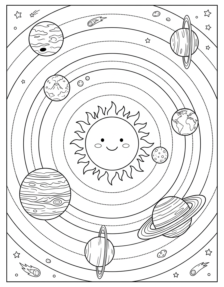Solar System - Free Printable Coloring Page