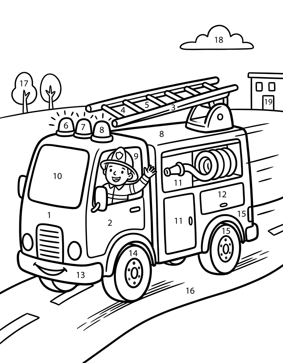 Fire Truck - Free Printable Coloring Page