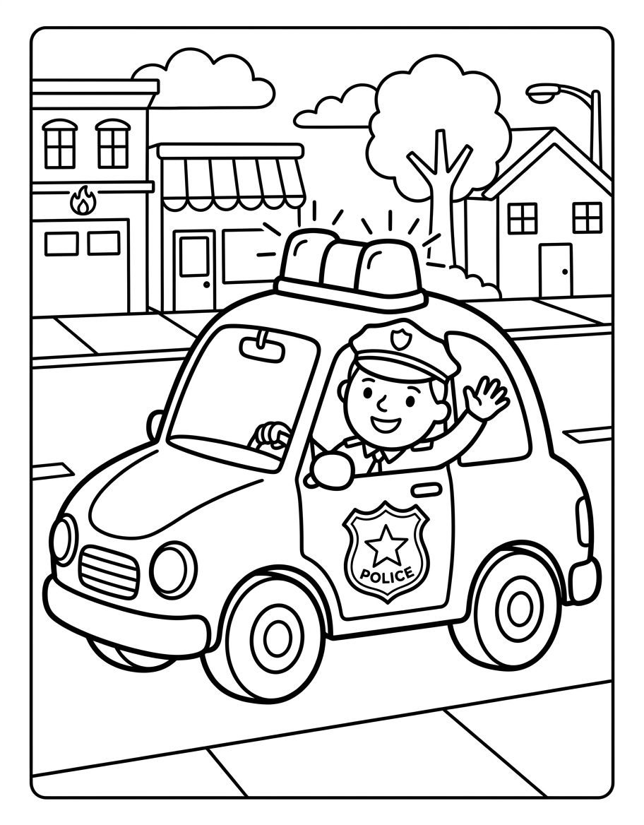 Police Car - Free Printable Coloring Page