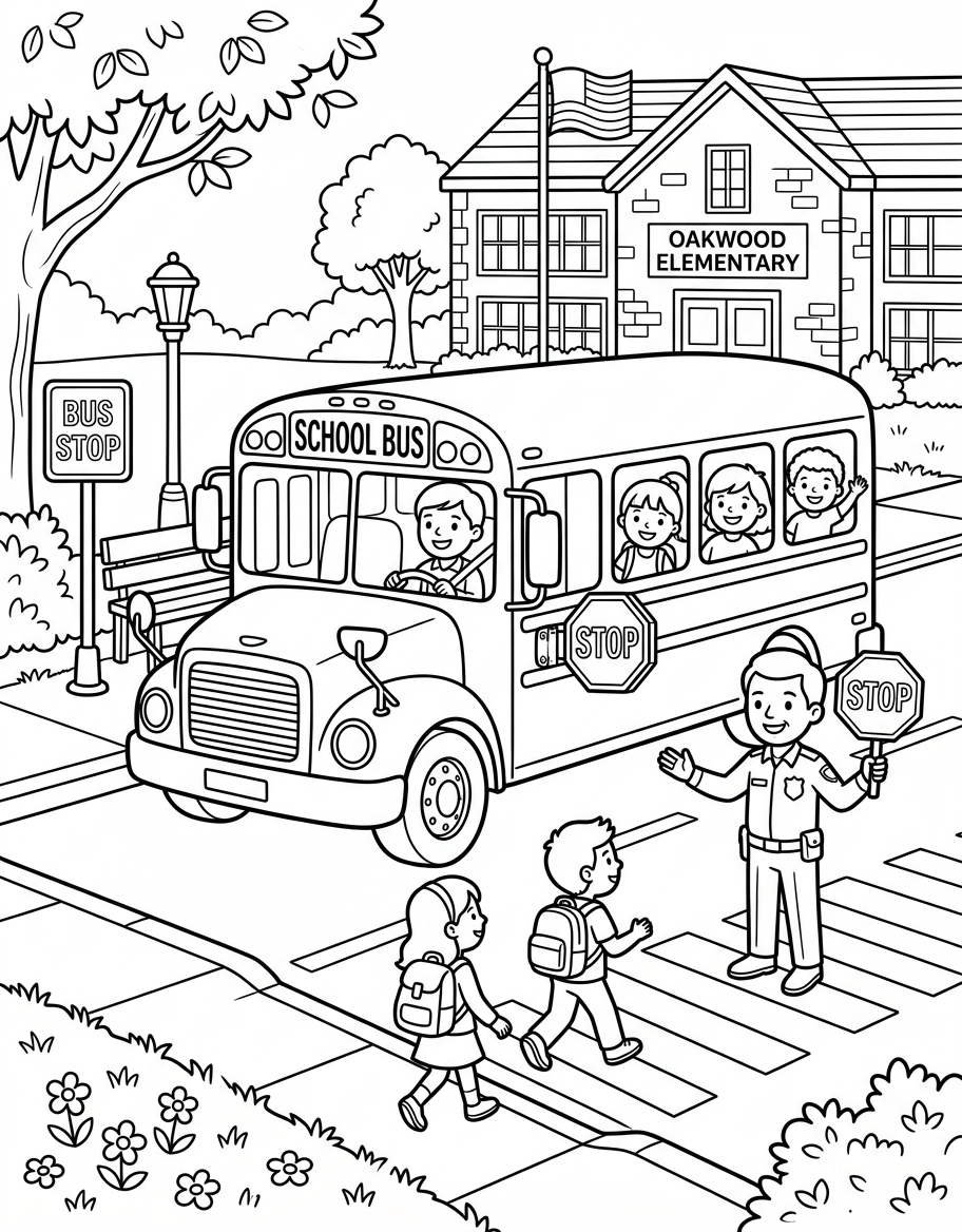 School Bus - Free Printable Coloring Page
