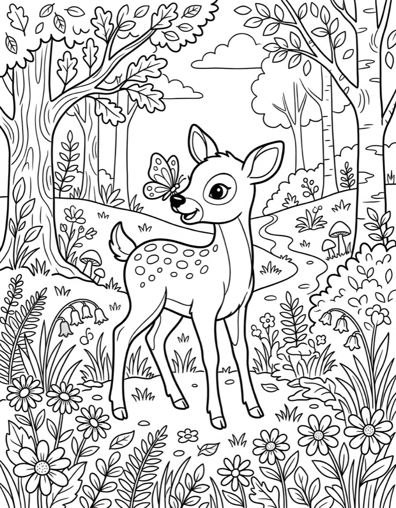 Baby Deer - Coloring Page