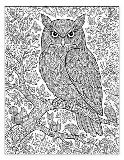 Decorative Owl - Free Printable Coloring Page