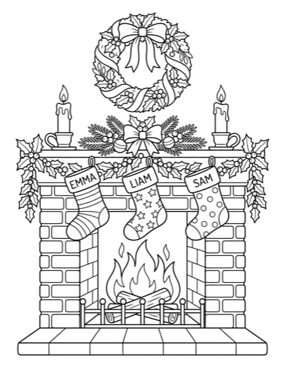 Christmas Stockings - Free Printable Coloring Page