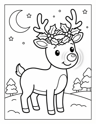 Rudolph the Reindeer - Free Printable Coloring Page