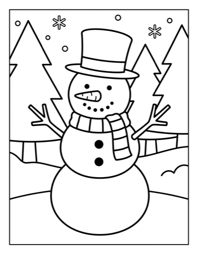 Snowman - Free Printable Coloring Page