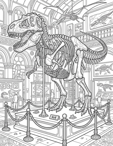 Dinosaur Skeleton - Free Printable Coloring Page