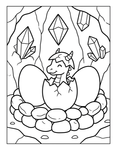 Dragon Egg Nest - Free Printable Coloring Page