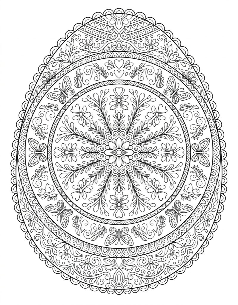 Easter Egg Mandala - Free Printable Coloring Page