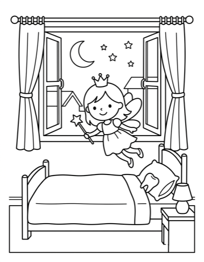 Tooth Fairy - Free Printable Coloring Page