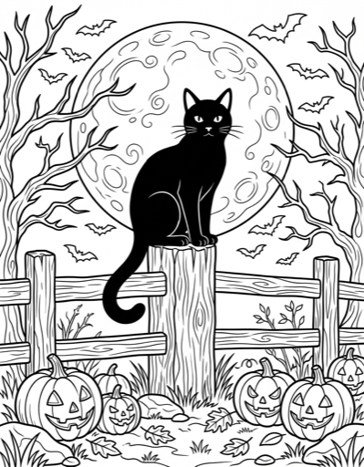 Halloween Cat - Free Printable Coloring Page