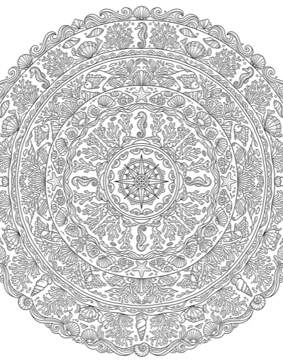 Ocean Mandala - Free Printable Coloring Page