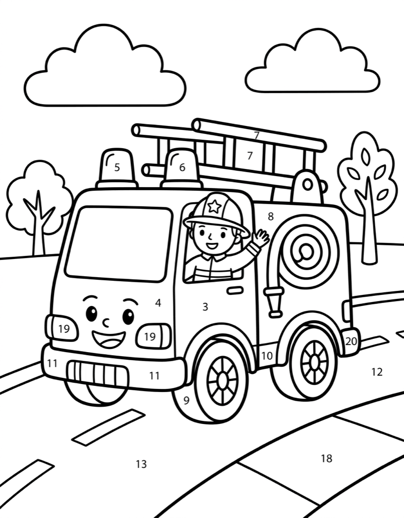 Fire Truck - Free Printable Easy Coloring Page
