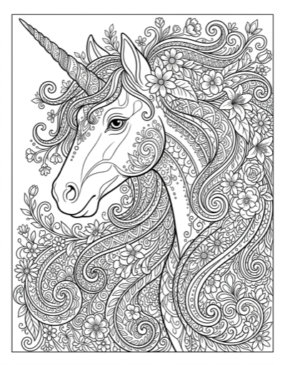Unicorn Portrait - Free Printable Coloring Page