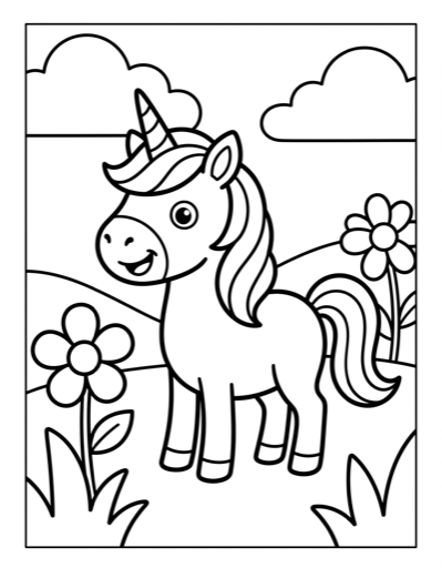 Unicorn coloring page