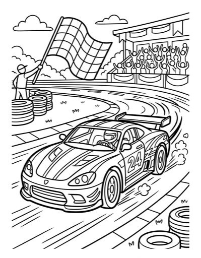 Race Car - Free Printable Coloring Page