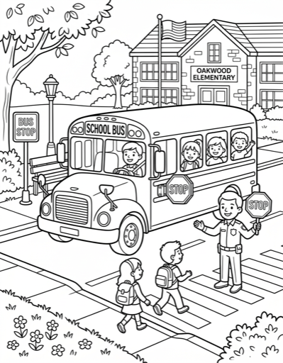 School Bus - Free Printable Coloring Page