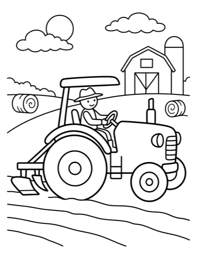 Farm Tractor - Free Printable Coloring Page