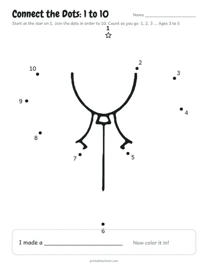 Connect the dots 1 to 10 printable: balloon