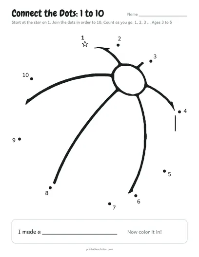 Connect the dots 1 to 10 printable: beach ball