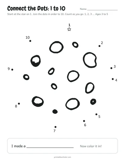 Connect the dots 1 to 10 printable: cookie
