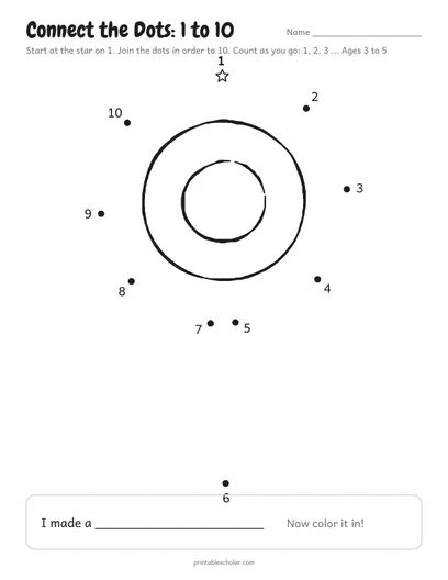 Connect the dots 1 to 10 printable: lollipop