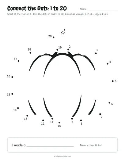 Connect the dots 1 to 20 printable: pumpkin