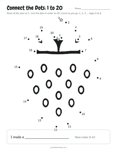 Connect the dots 1 to 20 printable: strawberry