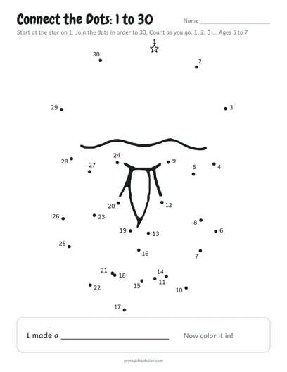 Connect the dots 1 to 30 printable: jellyfish