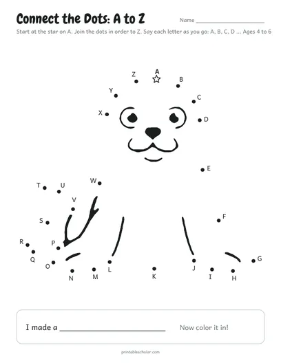 Connect the dots A to Z printable: seal