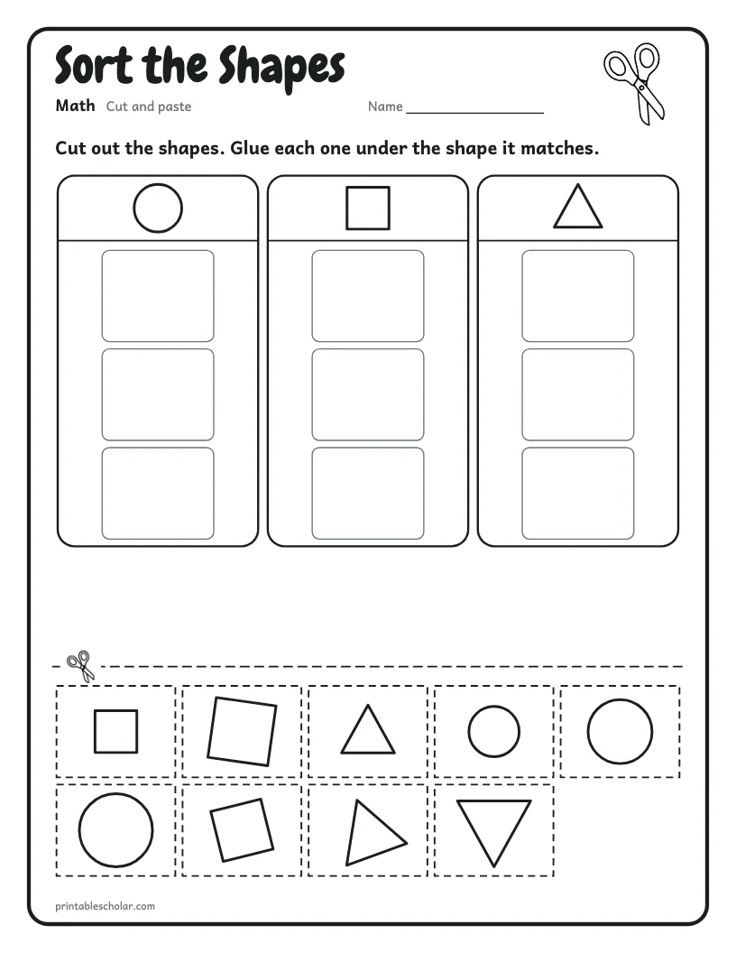 Sort the Shapes worksheet preview