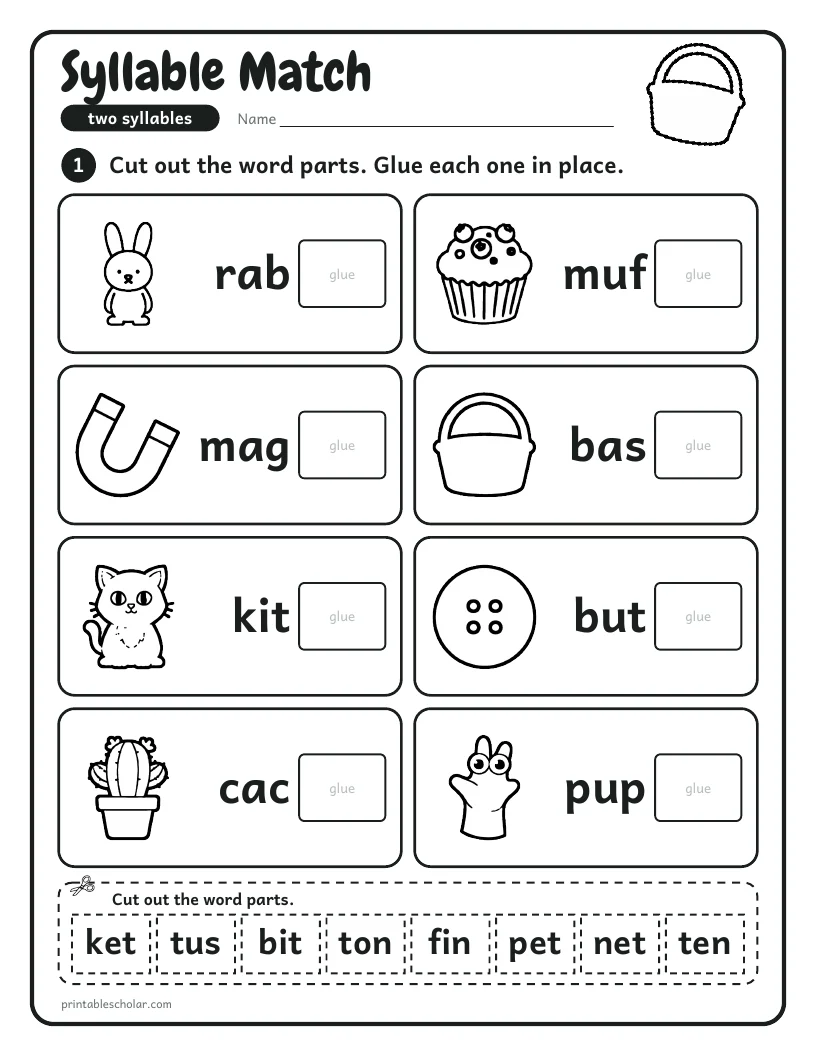 Syllable Match worksheet preview