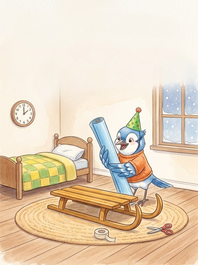 Jay Wraps a Sled illustration