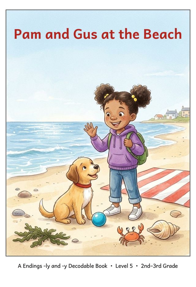 Pam and Gus at the Beach printed mini-book cover