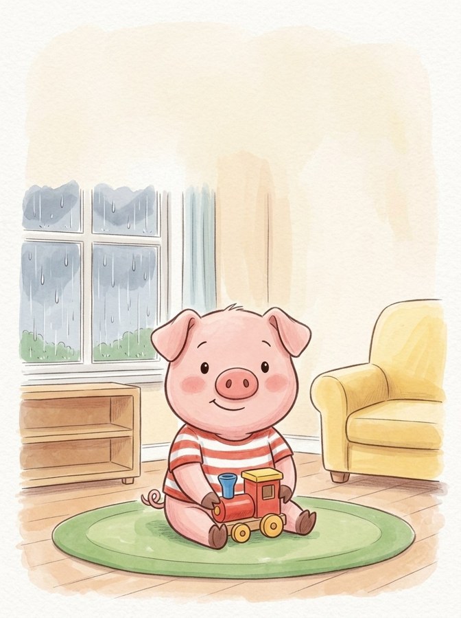 Pip's Rainy Train illustration