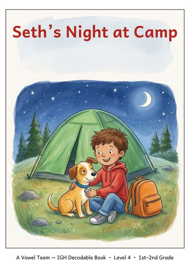 Seth's Night at Camp printed mini-book cover