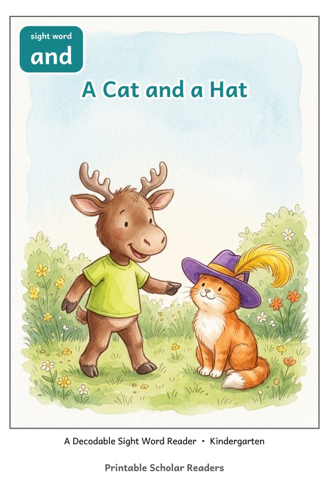 A Cat and a Hat sight word reader cover