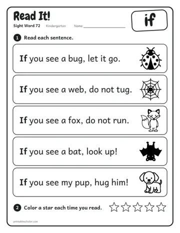 Read It worksheet for the sight word if