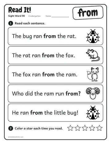 Read It worksheet for the sight word from
