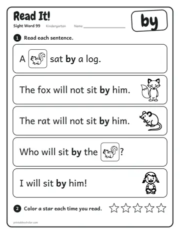 Read It worksheet for the sight word by