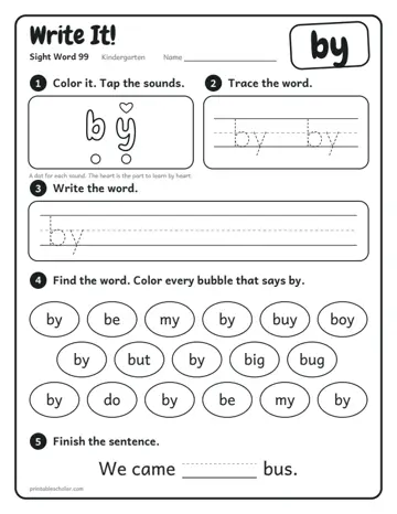 Write It worksheet for the sight word by