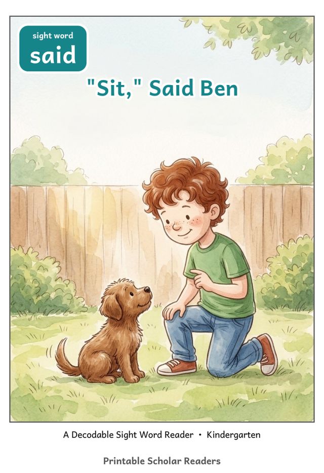 "Sit," Said Ben sight word reader cover