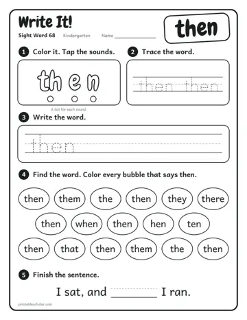 Write It worksheet for the sight word then