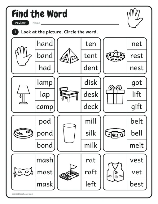 A week 6 sheet: Word Work